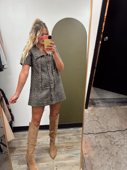 Milana Collared Leopard Dress