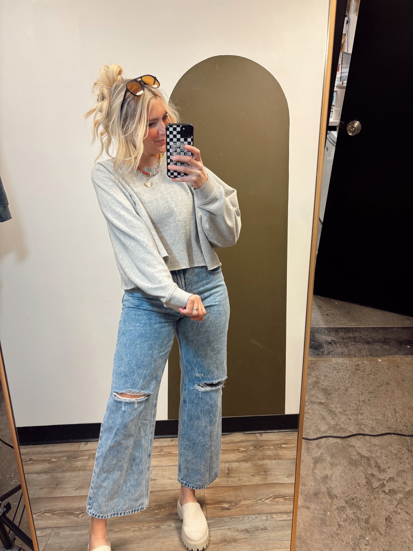 Stay In Sweat Top (Grey)