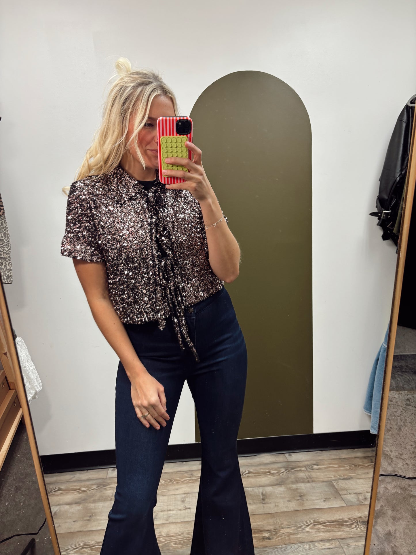 Avani Sequin Tie Top