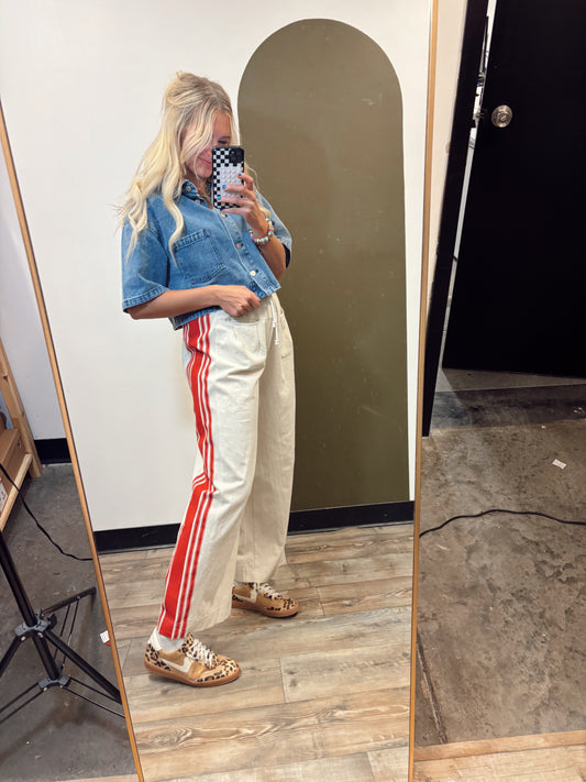 Sporty Spice Wide Leg Pant (Cream)