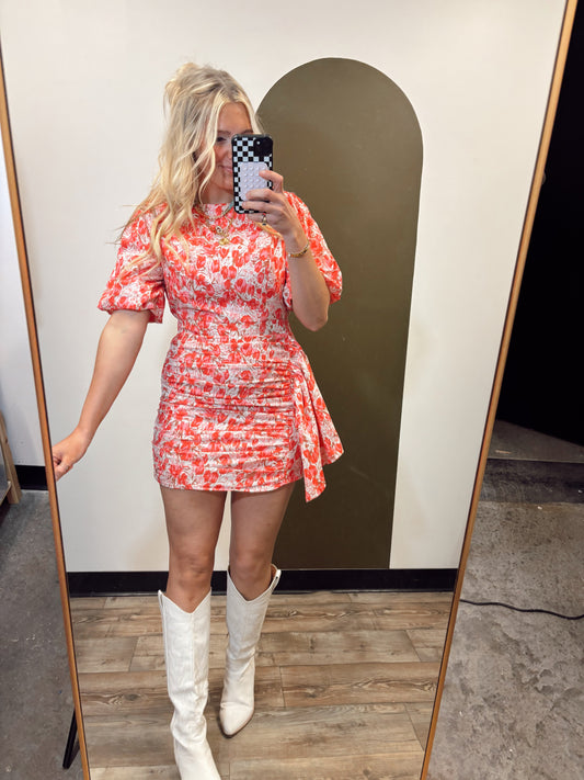Primrose Floral Dress (Coral)