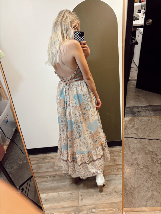 Western Blue Maxi Dress