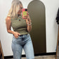 Dorothy Mock Neck Stripe Top (Olive)
