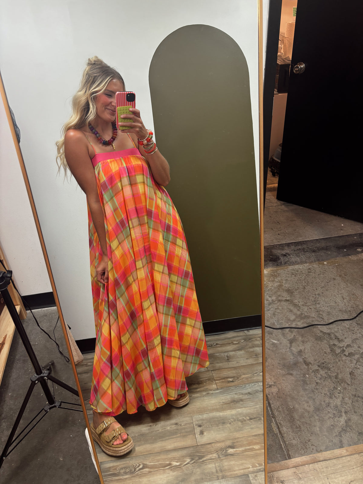 Madras Plaid Maxi Dress