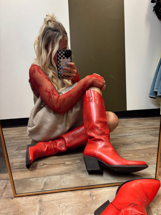 Izabella Cowboy Boot (Red)