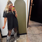 Lace Patchwork Maxi Dress (Black)