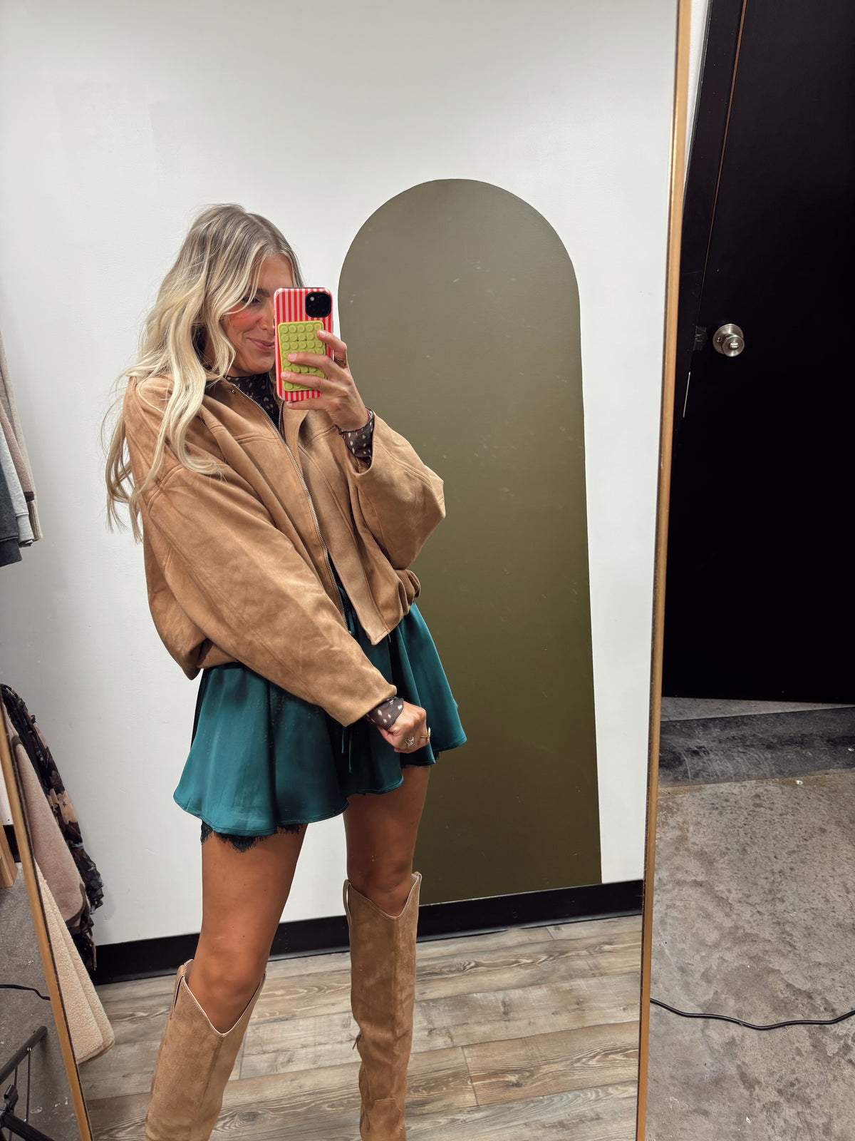 Arana Suede Bubble Jacket (Camel)