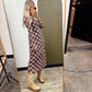 Sheer Plaid Maxi Dress (Rust)
