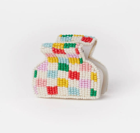 Gia Petite Checked Claw Clip