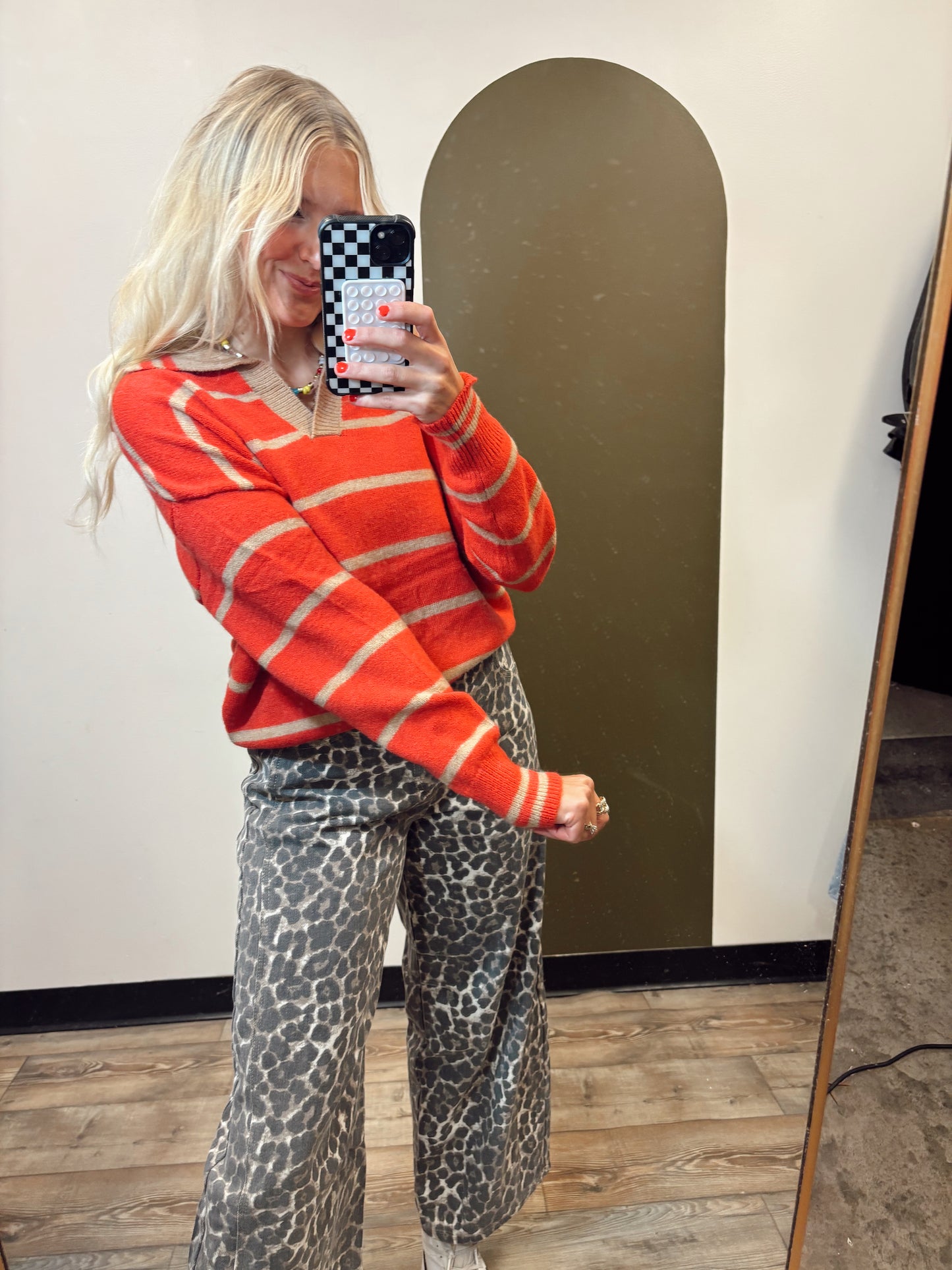 Skylar Stripe Sweater (Red)