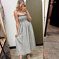 Shirred Bodice Contrast Dress (Grey)