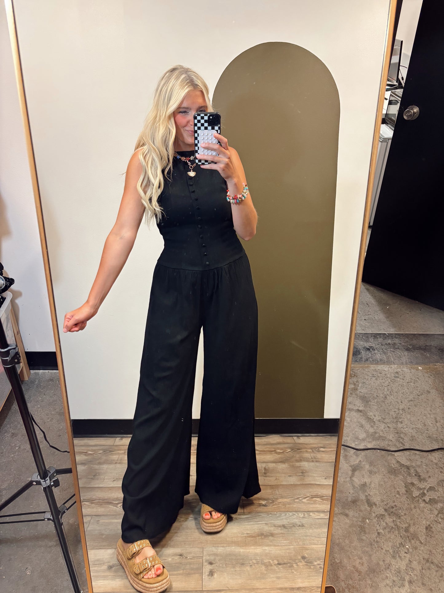 Kathy Button Jumpsuit (Black)