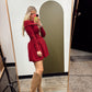 Stephanie Off Shoulder Dress (Crimson)