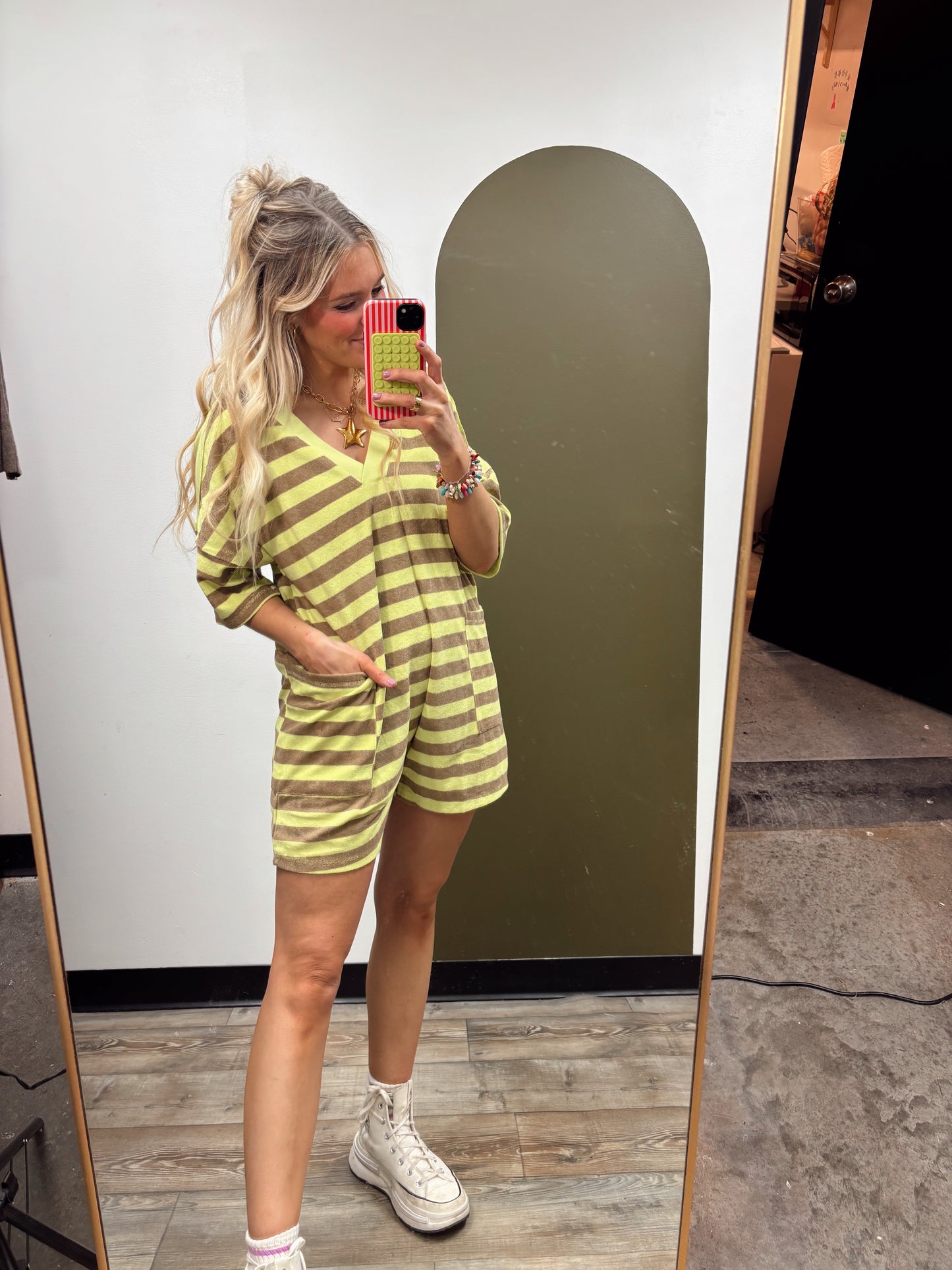 Cris Terry Stripe Romper