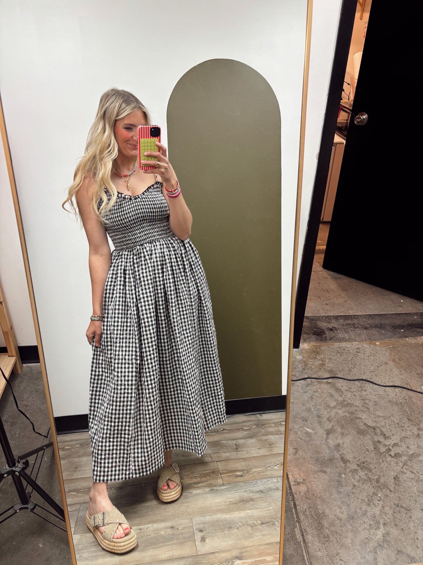 Chelsea Gingham Maxi Dress (B&W)