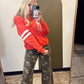 Poppy Racer Stripe Sweat Top (Red)