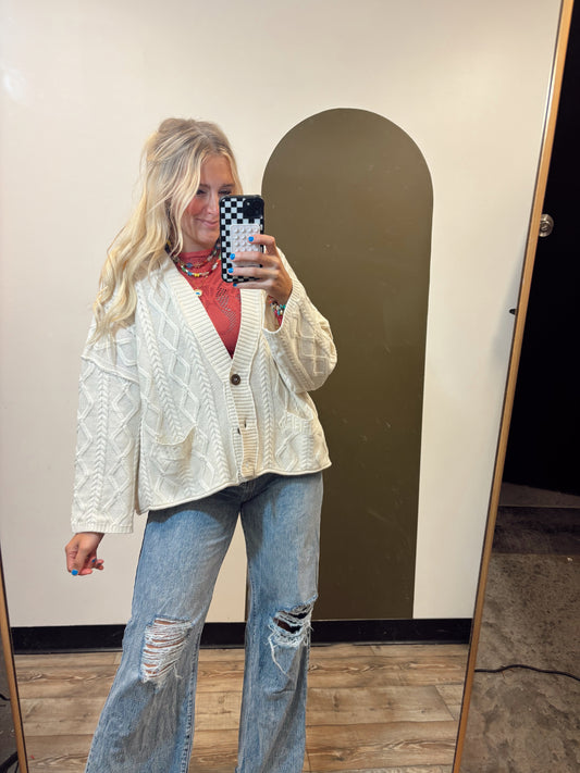 Anais Cable Knit Cardy (Cream)