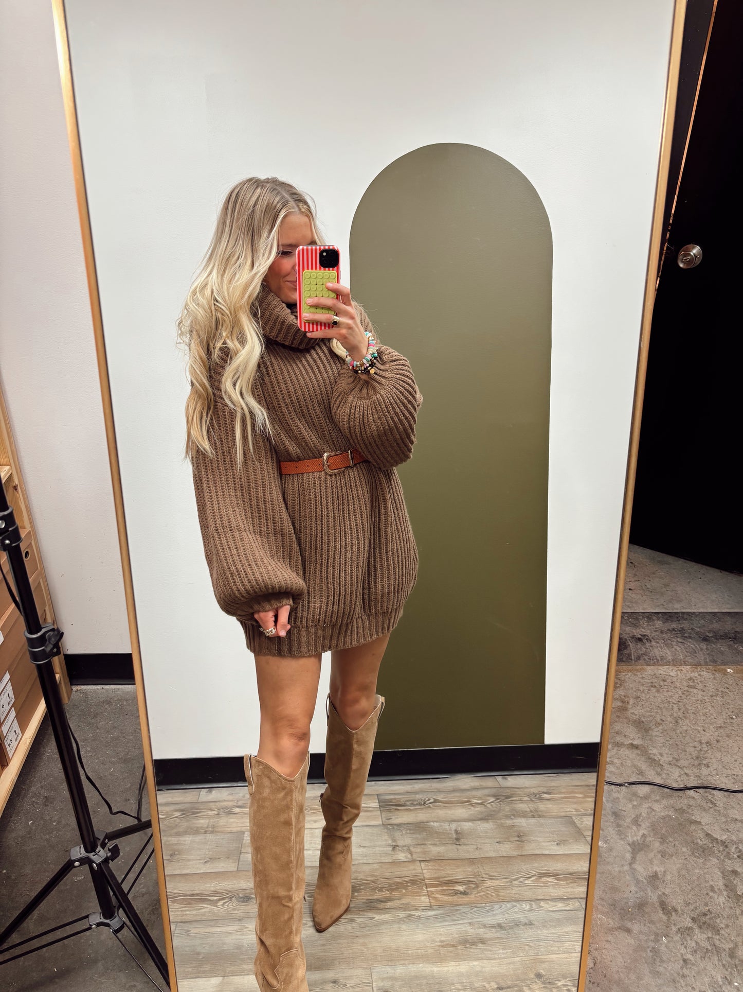 Alexandra Sweater Dress (Brown)