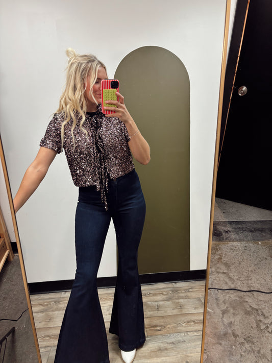 Avani Sequin Tie Top