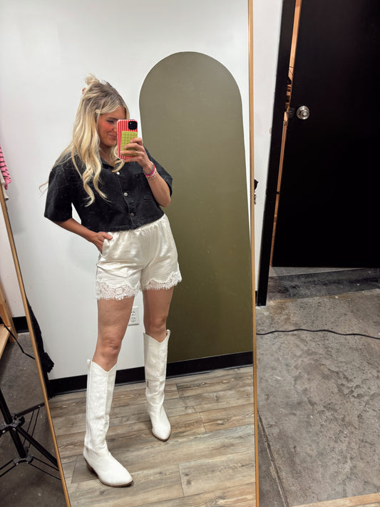 Satin Lace Short (Champagne)