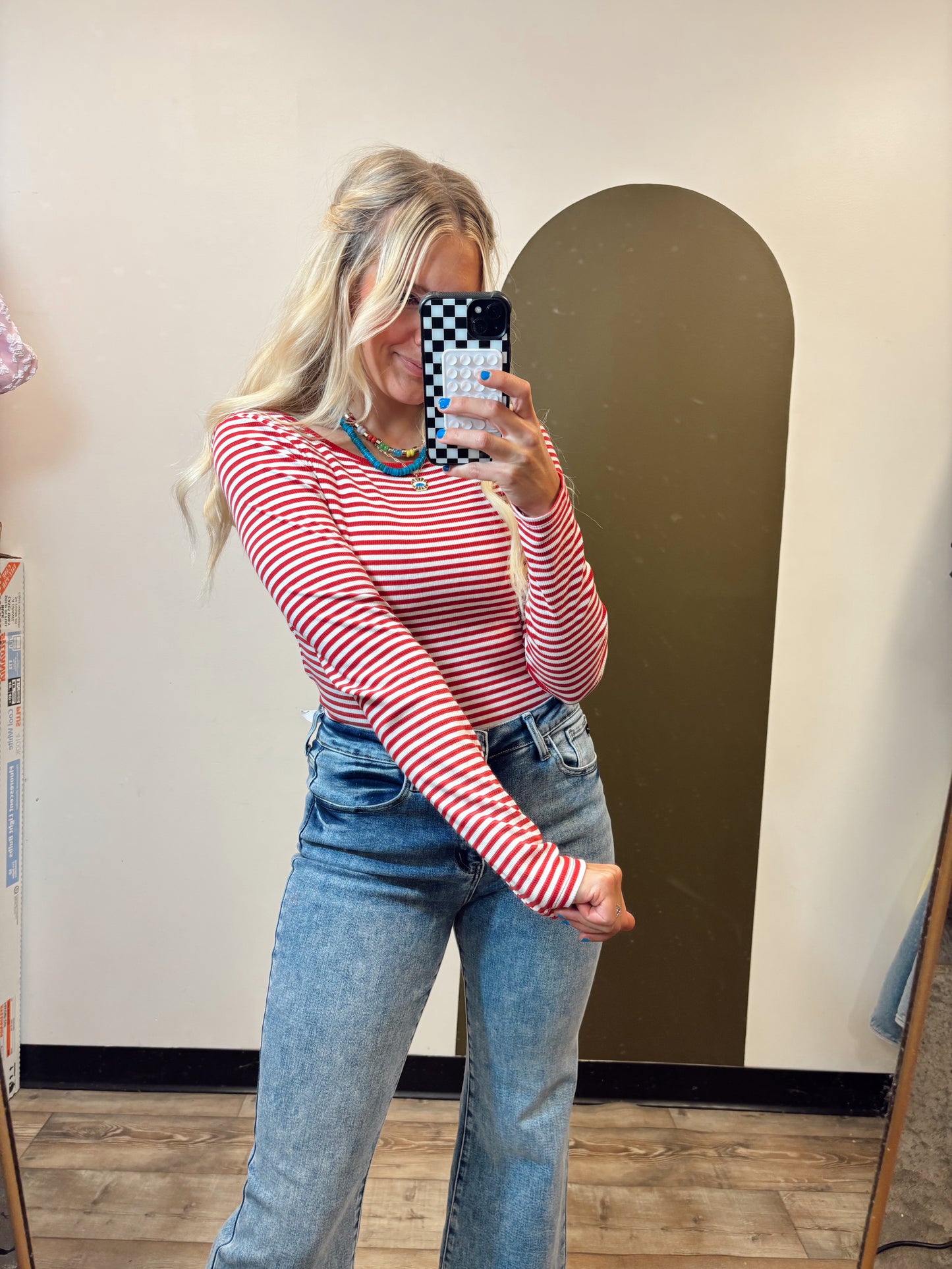 Red Alert Stripe Top (Red)