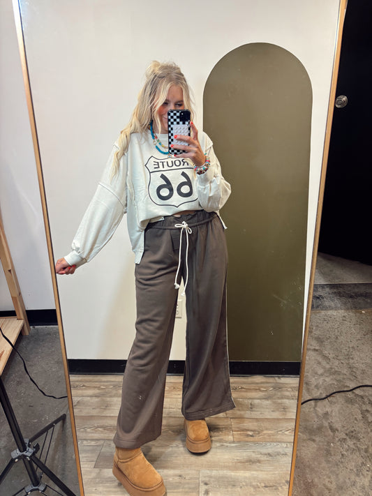 Callie Fold Over Lounge Pant (Brown)