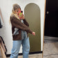 Mix Media Cable Knit Jacket (Brown)