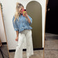 Ruffle Hem Denim Top