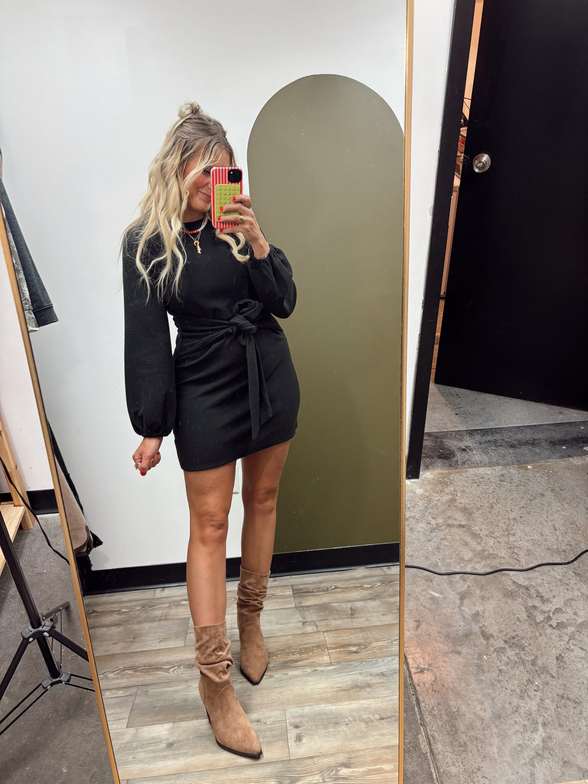 Sadie Front Tie Dress (Black)