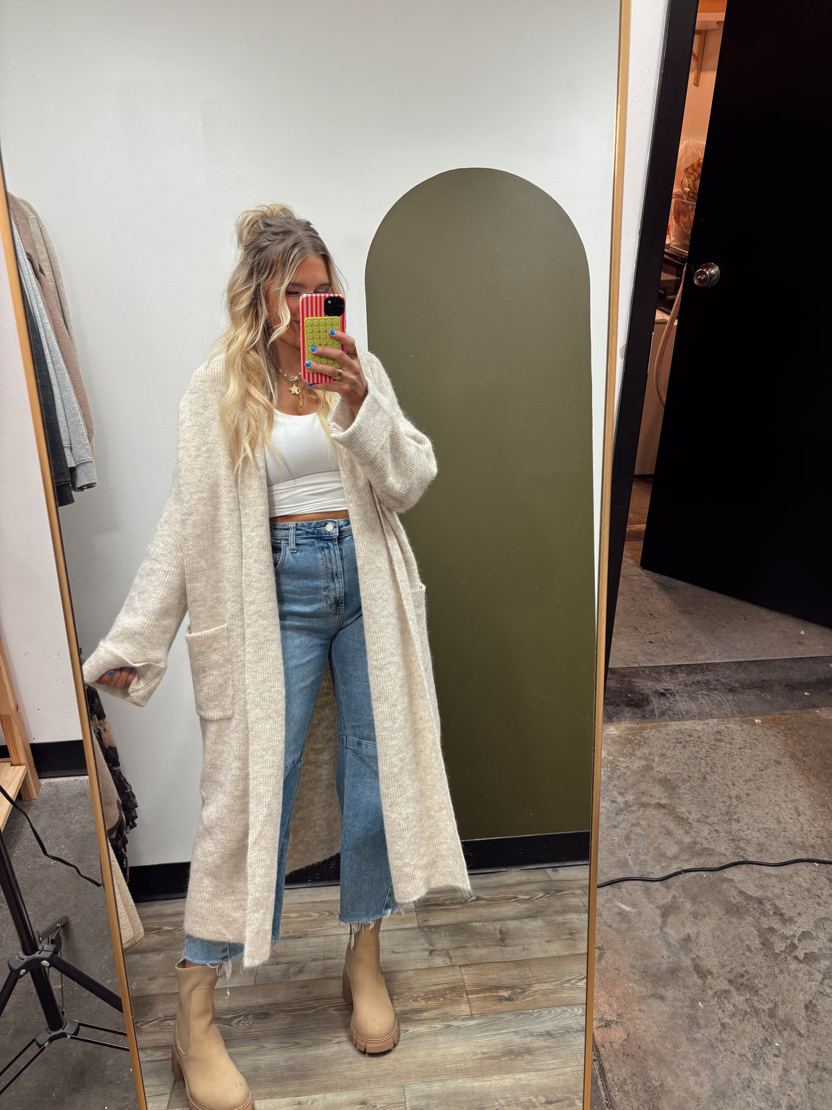 Kylee Long Cardigan (Taupe)