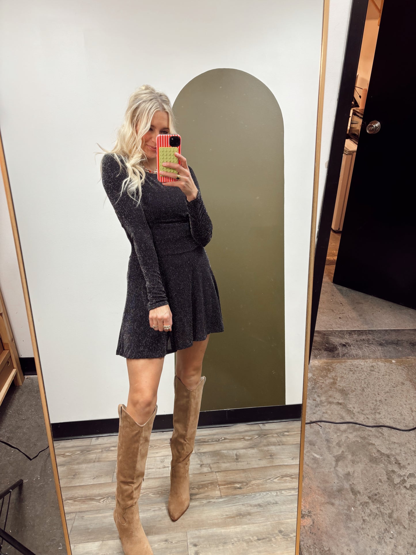 Mika Mini Sparkle Dress (Black)