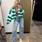 Crowd Pleaser Stripe Cardy (Green)