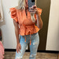 Penny Peplum Top (Coral)