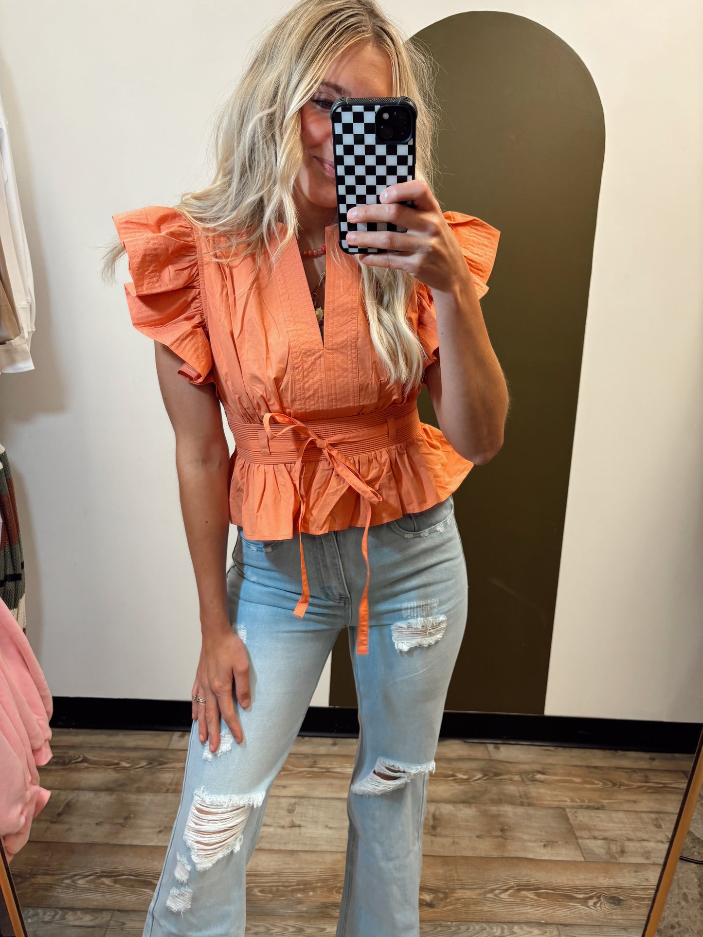 Penny Peplum Top (Coral)