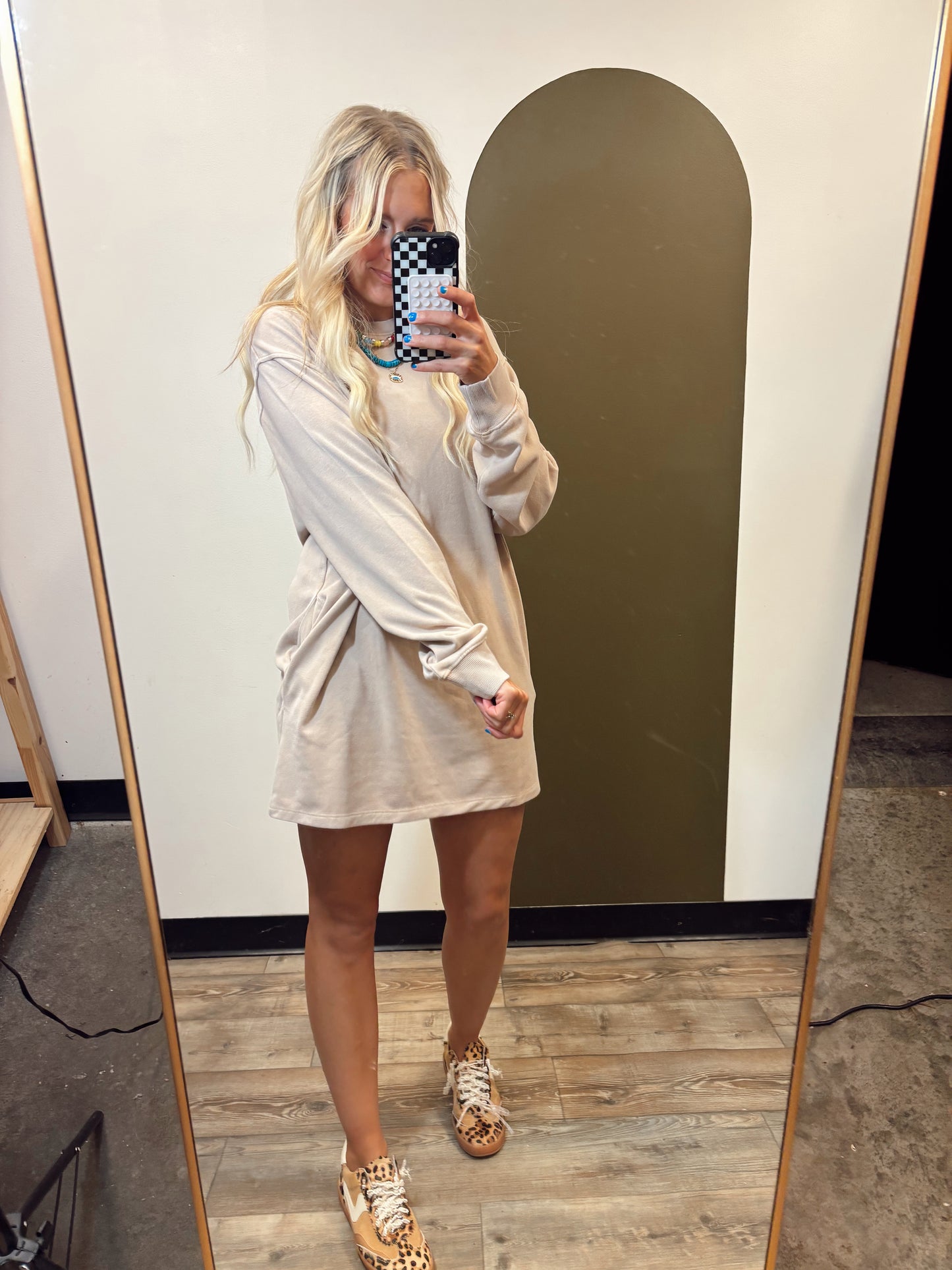 Open Gym Sweat Dress (Taupe)
