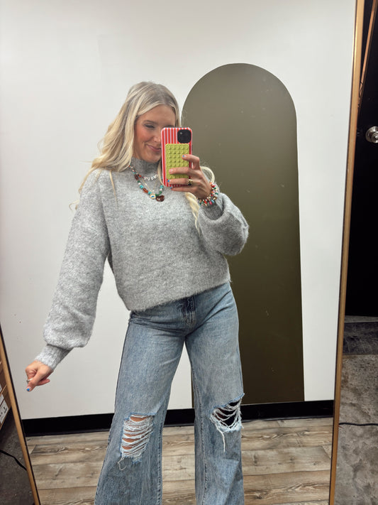 Reign Mock Neck Sweater (Grey)
