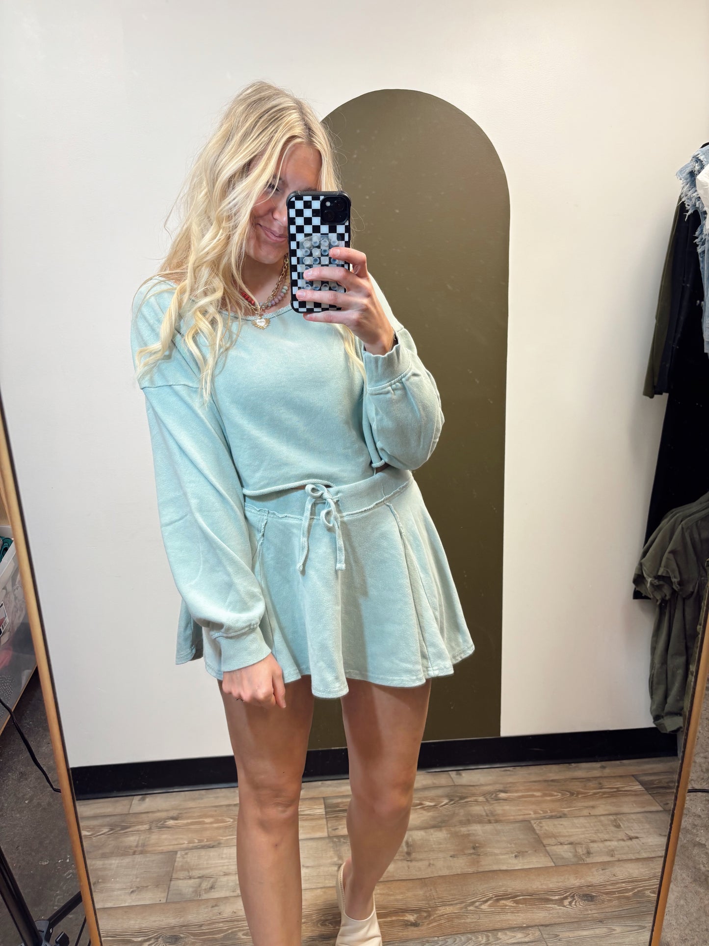 Cora Shoulder Sweat Top (Sage)