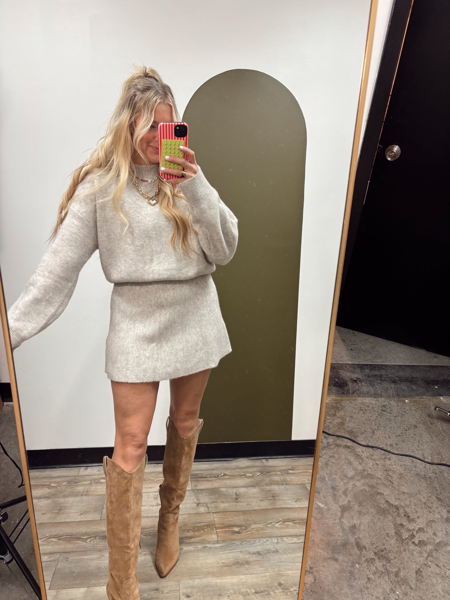 Arie Sweater Skirt Set (Oat)