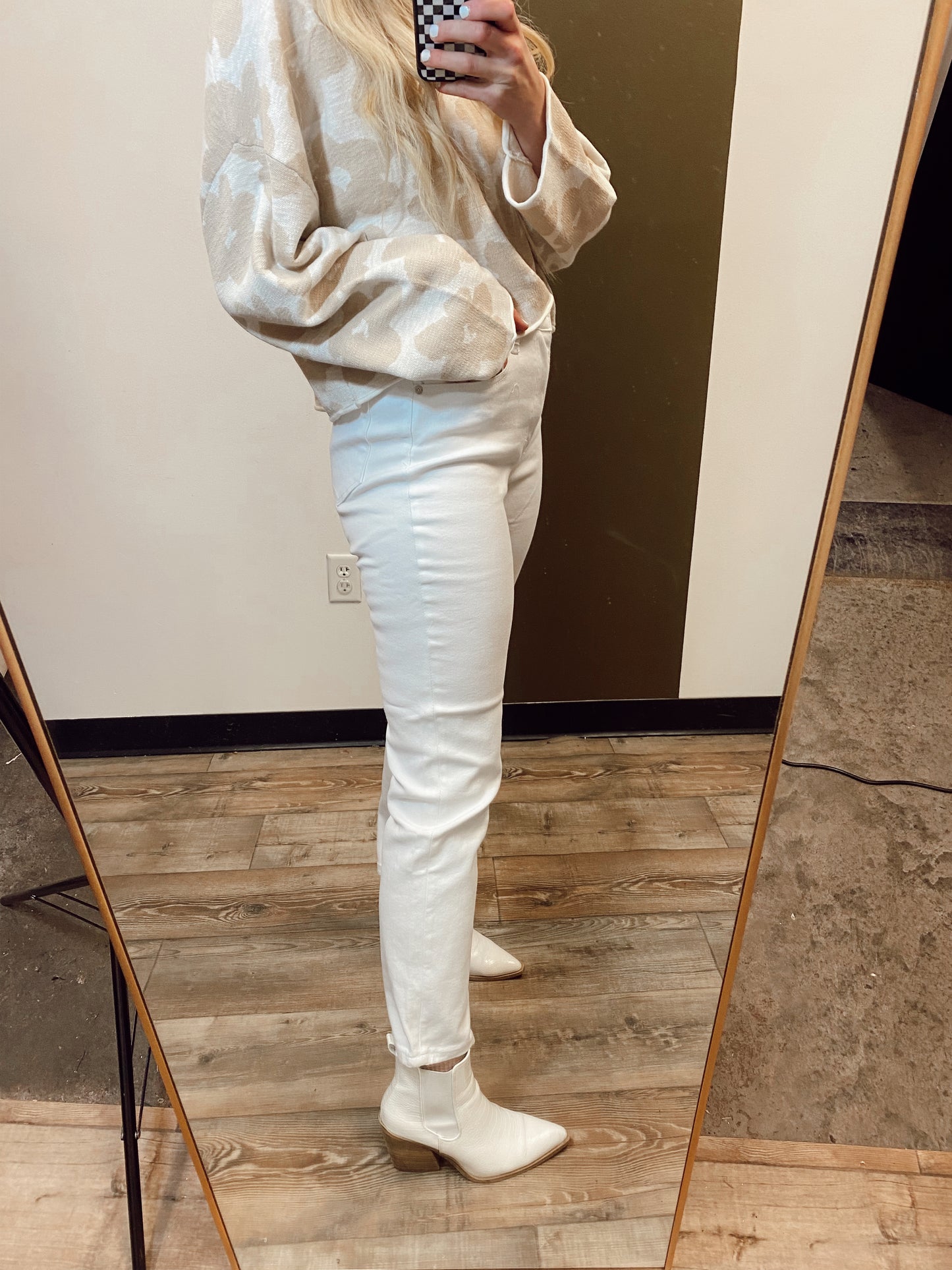 High Rise Slim Straight Jean (White)