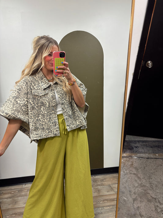 Leopard Cape Button Jacket
