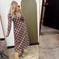 Sheer Plaid Maxi Dress (Rust)
