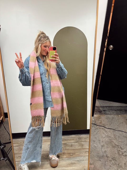Stevie Striped Tassel Scarf
