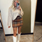 Aurora Plaid Mini Skirt (Camel)