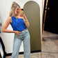 Why Knot One Shoulder Top (Blue)