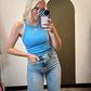 Rashida Rib Crop Tank (Blue)