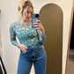 Abstract Floral Sheer Top (Green)