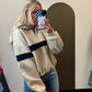 Undergrad Stripe Sweat Top (Taupe/Black)
