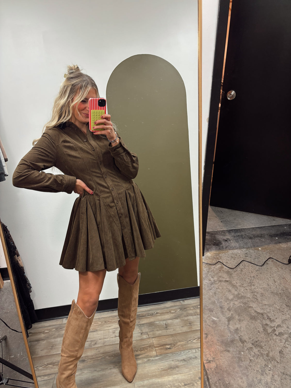 Carmine Cord Dress (Chocolate)