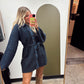 Retro Sweater Dress (Navy)