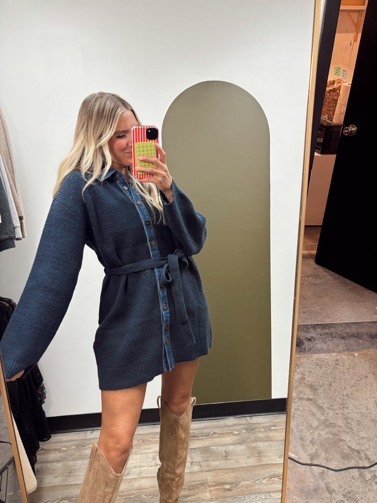 Retro Sweater Dress (Navy)